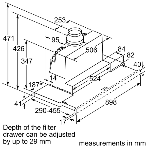 Máy hút mùi âm tủ Bosch DFS097A51B - Series 4 (90cm)