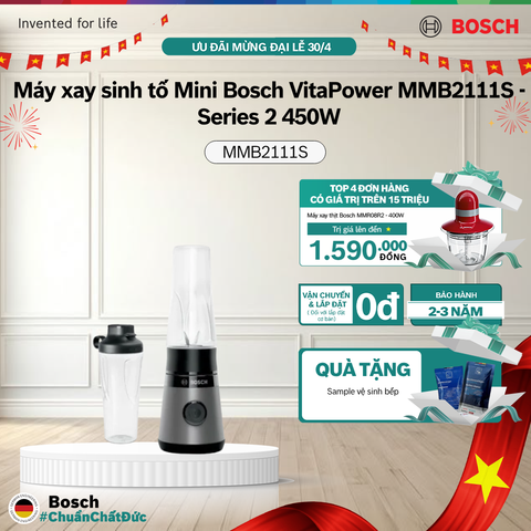 Máy xay sinh tố Mini Bosch VitaPower MMB2111S - Series 2 450W