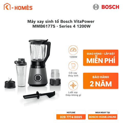 Máy xay sinh tố Bosch VitaPower MMB6177S - Series 4 1200W