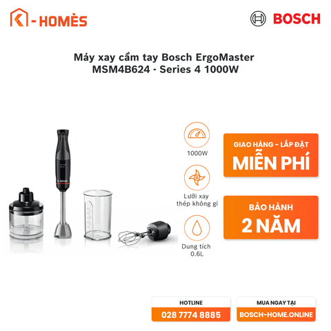Máy xay cầm tay Bosch ErgoMaster MSM4B624 - Series 4 1000W