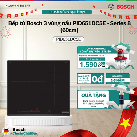 Bếp từ Bosch 3 vùng nấu PID651DC5E - Series 8  (60cm)