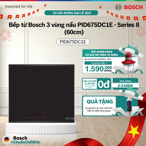 Bếp từ Bosch 3 vùng nấu PID675DC1E - Series 8 (60cm)