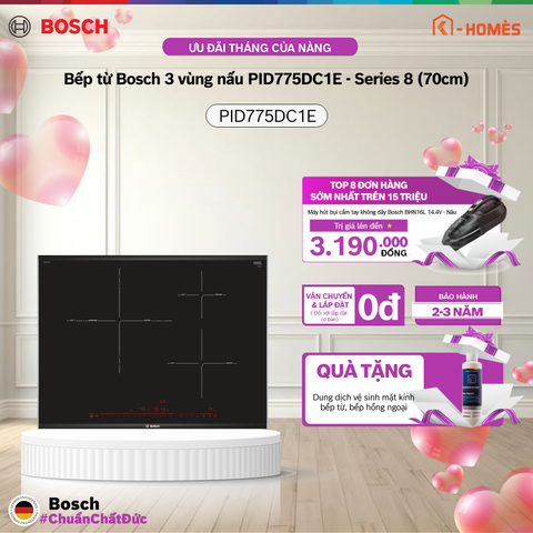 Bếp từ Bosch 3 vùng nấu PID775DC1E - Series 8 (70cm)