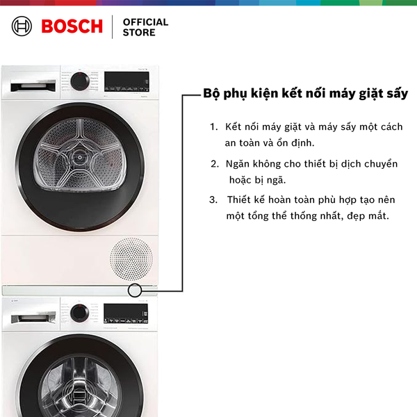 Bộ xếp chồng cho máy giặt và máy sấy quần áo có kệ kéo ra