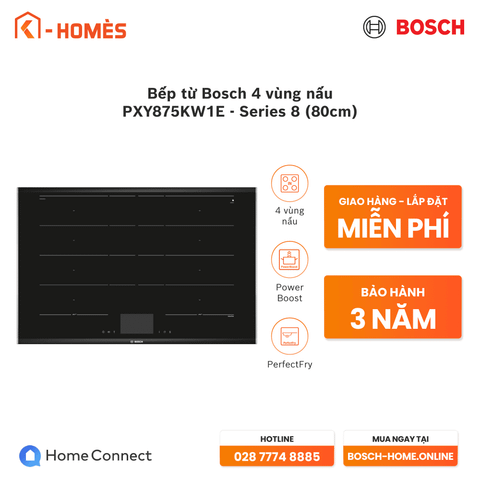 Bếp từ Bosch 4 vùng nấu PXY875KW1E - Series 8 (80cm)