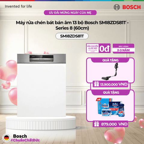 Máy rửa chén bát bán âm 13 bộ Bosch SMI8ZDS81T - Series 8 (60cm)