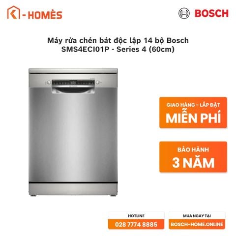 Máy rửa chén bát độc lập 14 bộ Bosch SMS4ECI01P - Series 4 (60cm)