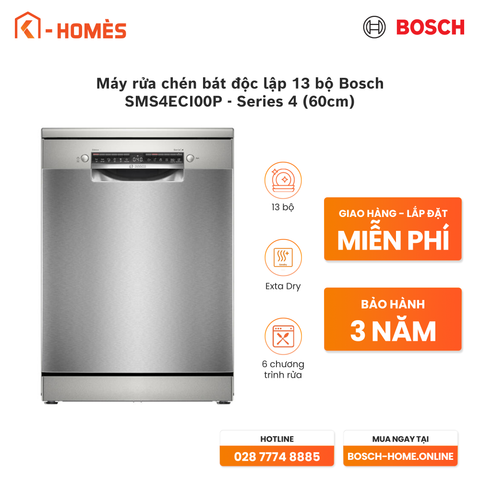 Máy rửa chén bát độc lập 13 bộ Bosch SMS4ECI00P - Series 4 (60cm)
