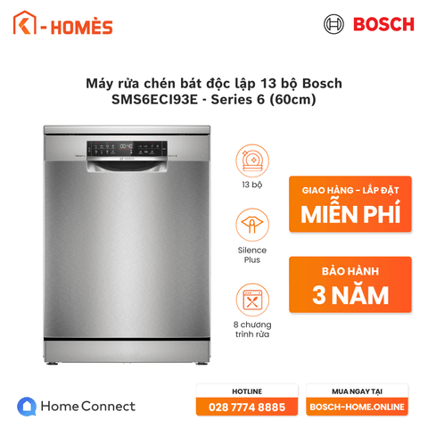 Máy rửa chén bát độc lập 13 bộ Bosch SMS6ECI93E - Series 6 (60cm)
