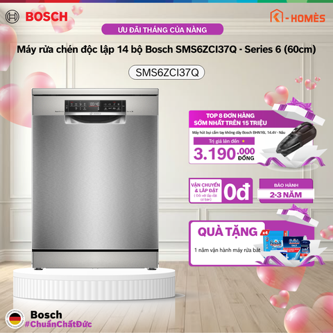 Máy rửa chén độc lập 14 bộ Bosch SMS6ZCI37Q - Series 6 (60cm)