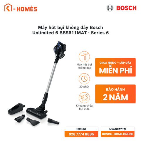 Máy hút bụi không dây Bosch Unlimited 6 BBS611MAT - Series 6