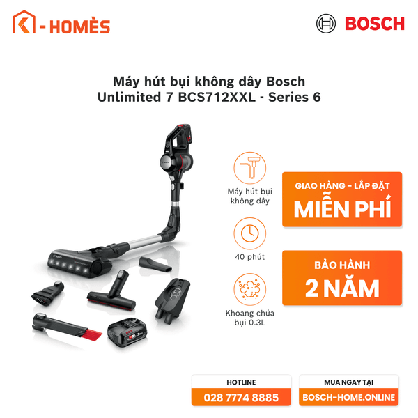 Máy hút bụi không dây Bosch Unlimited 7 BCS712XXL - Series 6