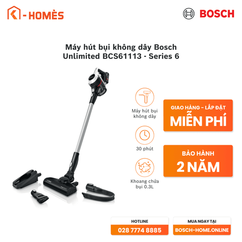 Máy hút bụi không dây Bosch Unlimited BCS61113 - Series 6