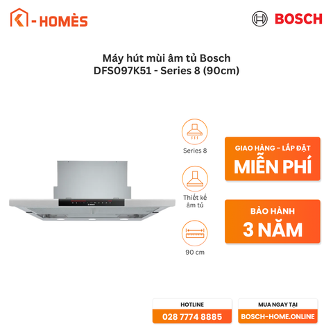 Máy hút mùi âm tủ Bosch DFS097K51 - Series 8 (90cm)