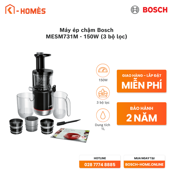 Máy ép chậm Bosch MESM731M - 150W (3 bộ lọc)