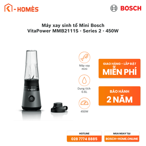 Máy xay sinh tố Mini Bosch VitaPower MMB2111S - Series 2 450W