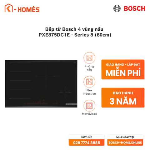 Bếp từ Bosch 4 vùng nấu PXE875DC1E - Series 8 (80cm)