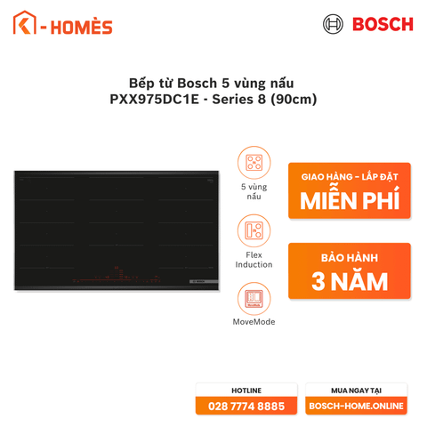 [PRE-ORDER 10.02] Bếp từ Bosch 5 vùng nấu PXX975DC1E - Series 8 (90cm)