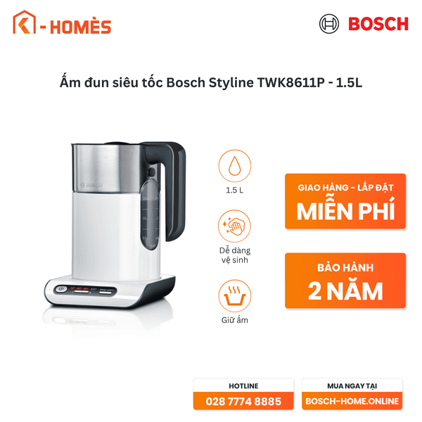 Ấm đun siêu tốc Bosch Styline TWK8611P - 1.5L