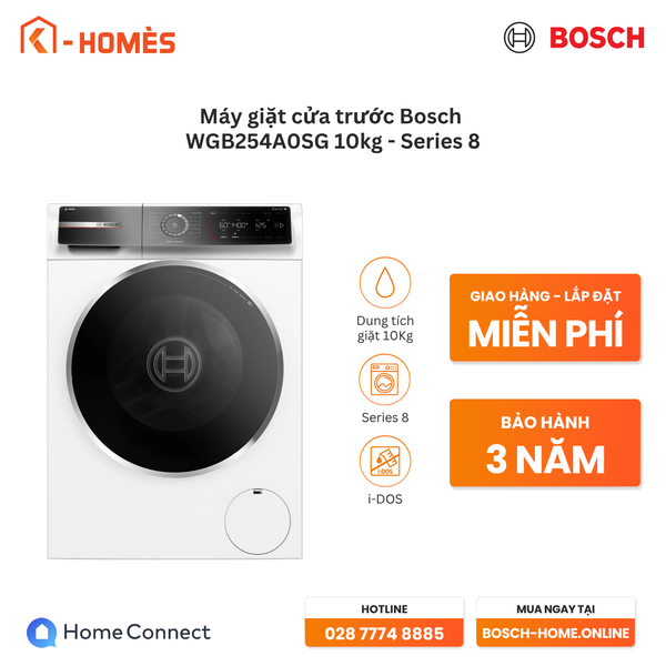[PRE-ORDER 10.04] Máy giặt cửa trước Bosch WGB254A0SG 10kg - Series 8