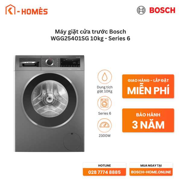 Máy giặt cửa trước Bosch WGG25401SG 10kg - Series 6