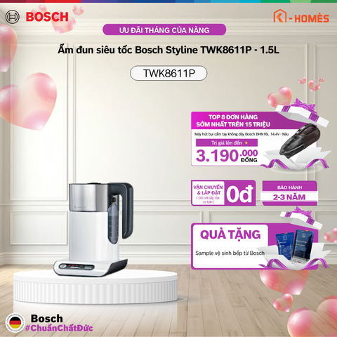 Ấm đun siêu tốc Bosch Styline TWK8611P - 1.5L