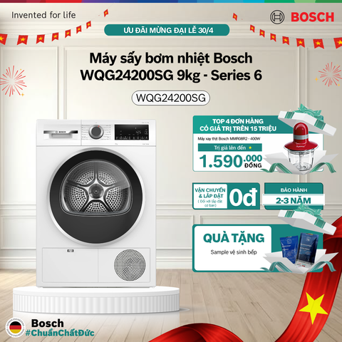 Máy sấy bơm nhiệt Bosch WQG24200SG 9kg - Series 6