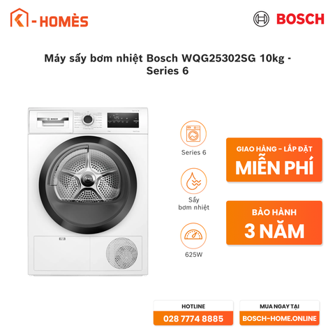 Máy sấy bơm nhiệt Bosch WQG25302SG 10kg - Series 6