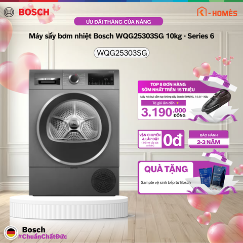 Máy sấy bơm nhiệt Bosch WQG25303SG 10kg - Series 6