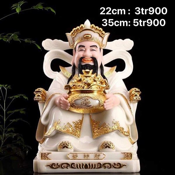  Thần Tiền Bạch Ngọc Thiếp Vàng 35cm 