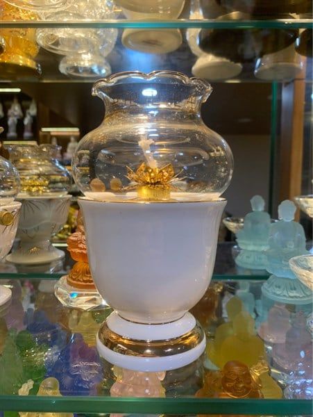  Đèn Dầu Trắng Viền Vàng Size Nhỏ 