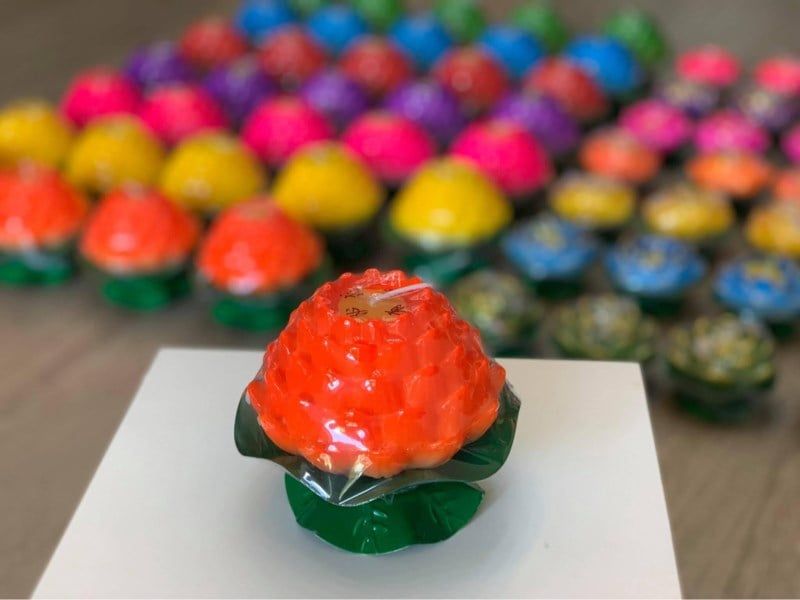  Nến Hoa Sen Cam Size Lớn 