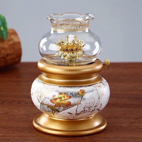  Đèn Dầu Đồng Nguyên Khối Sơn Tĩnh Điện 