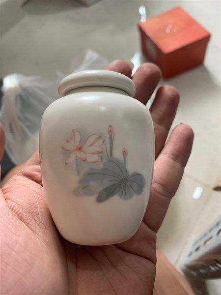  Lọ Đựng Muối Gạo Trắng Sứ Hoa Văn 