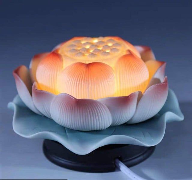  Đèn Gốm Hoa Sen DL 