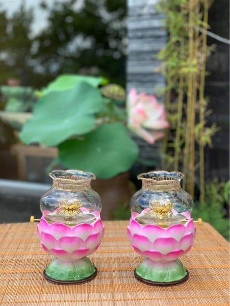  Đèn Dầu Hoa Sen Hồng Size Lớn 