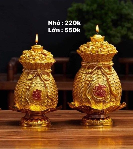  Nến Sáp Đỉnh Vàng Đế Thiếc Size Lớn 