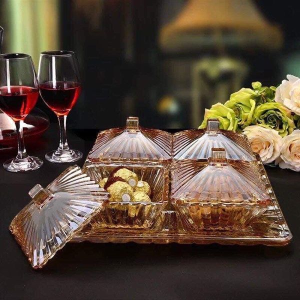  Hộp Mứt Vuông Thuỷ Tinh 