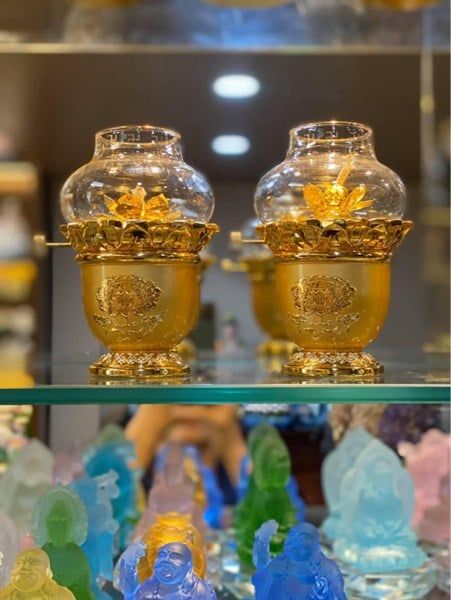  Đèn Dầu Hoa Sen Vàng Size Lớn 