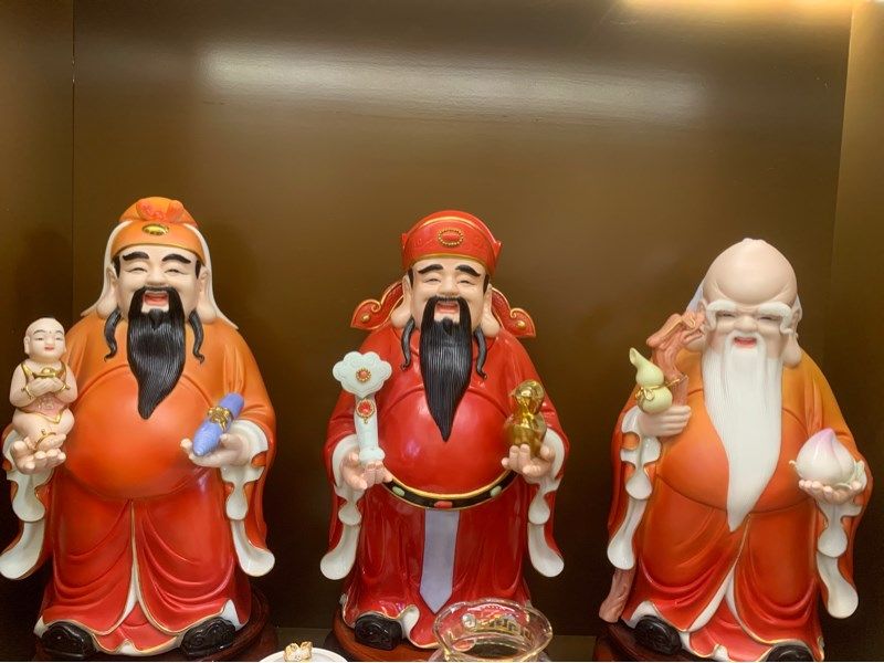  Bộ Phúc Lộc Thọ Sứ Đỏ 35cm 