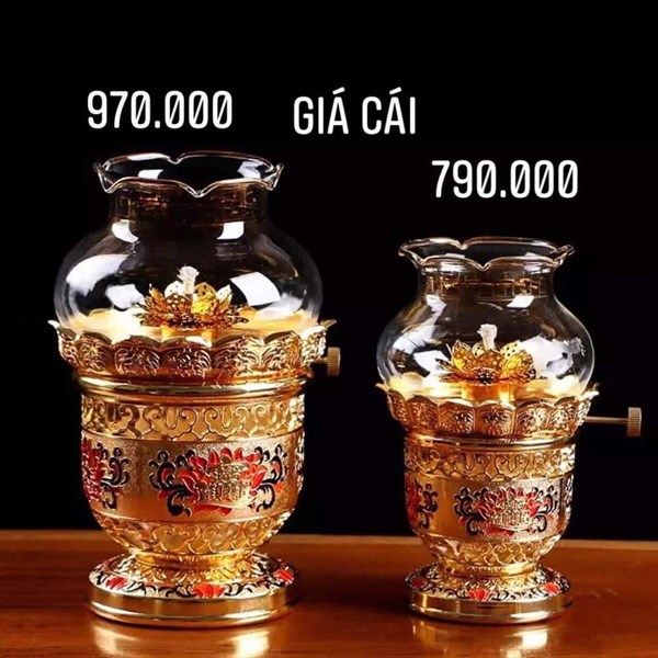  Đèn Dầu Đồng Hoa Sen Đỏ Size Nhỏ 