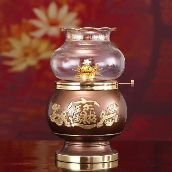  Đèn Dầu Đồng Nâu Sáng 