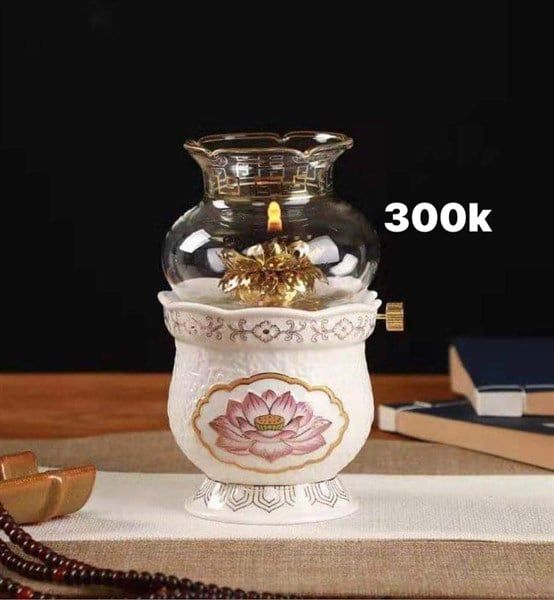  Đèn Dầu Bạch Ngọc Sen Hồng 