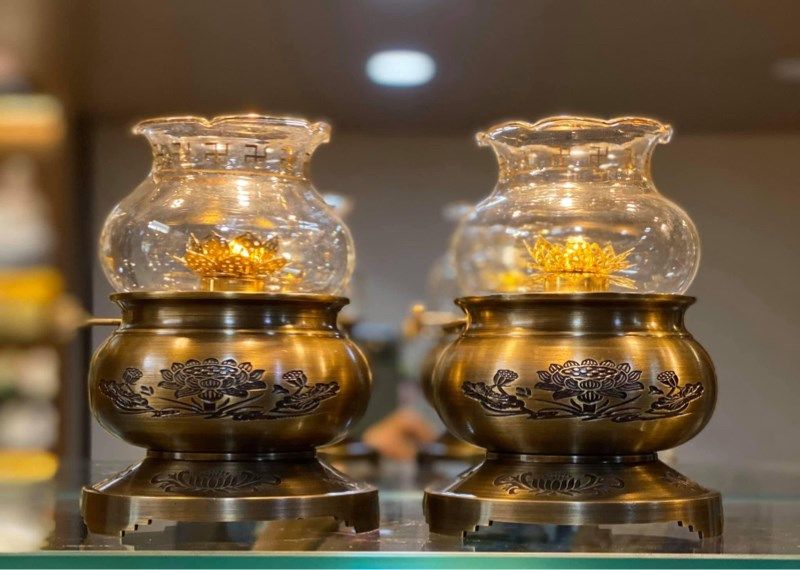  Đèn Dầu Đồng Hoa Sen Size Lớn 