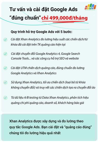 [Gói 1 tháng] Tư vấn và cài đặt quảng cáo Google Ads từ Xhan Analytics
