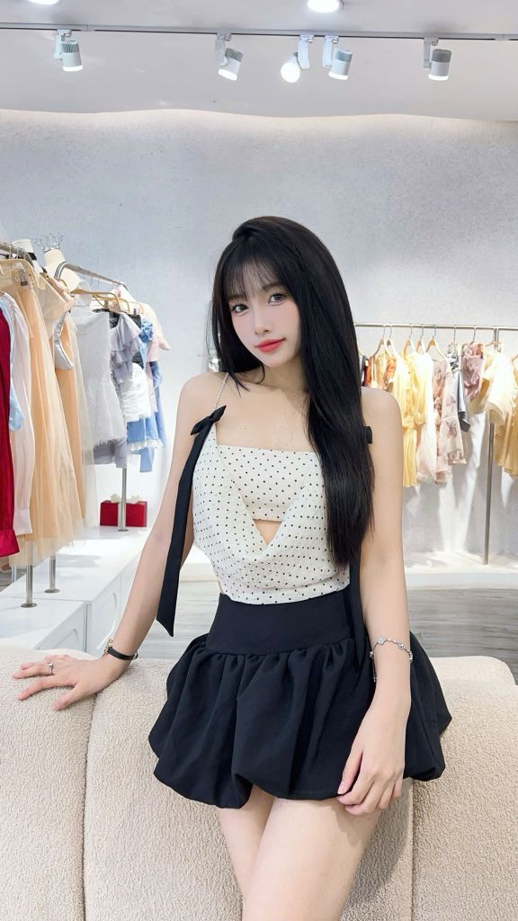 Áo kiểu 2s quây cổ đổ phối nơ (f56)