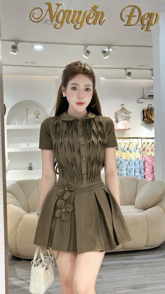 Đầm xếp ly 3D dáng ngắn thanh lịch ( J48 )