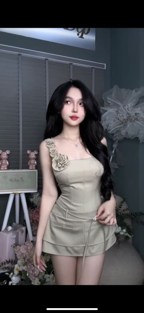 Đầm 2s phối bèo hoa đính đá (H30)