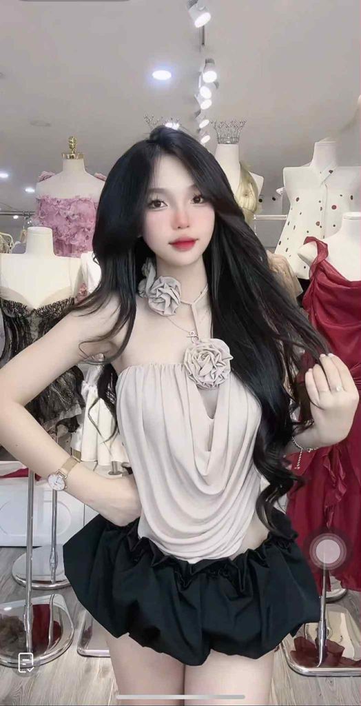 Áo cúp đính hoa cổ đổ(G61)