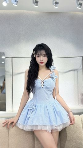 Đầm 2s đan ngực kèm hoa ghim (g52)